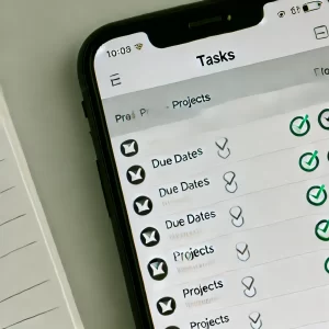 Interface do aplicativo Todoist exibindo uma lista de tarefas organizadas por projetos e prioridades.