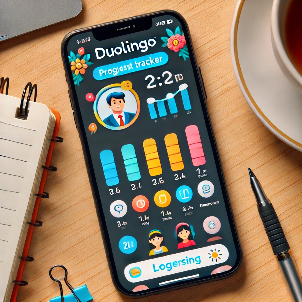 Duolingo App Progress Tracker on Smartphone