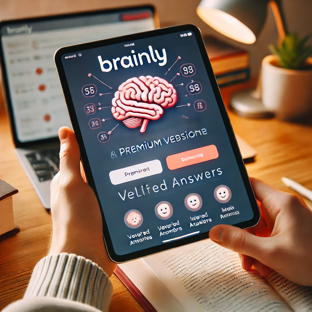 Usuário do Brainly navegando na versão premium do aplicativo em um tablet.