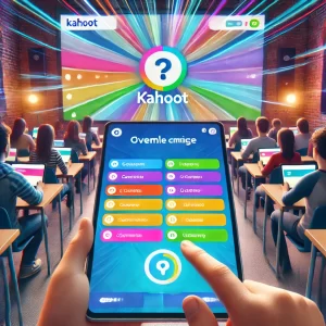 Tela do Kahoot exibindo perguntas de um quiz em tempo real com várias opções de resposta.